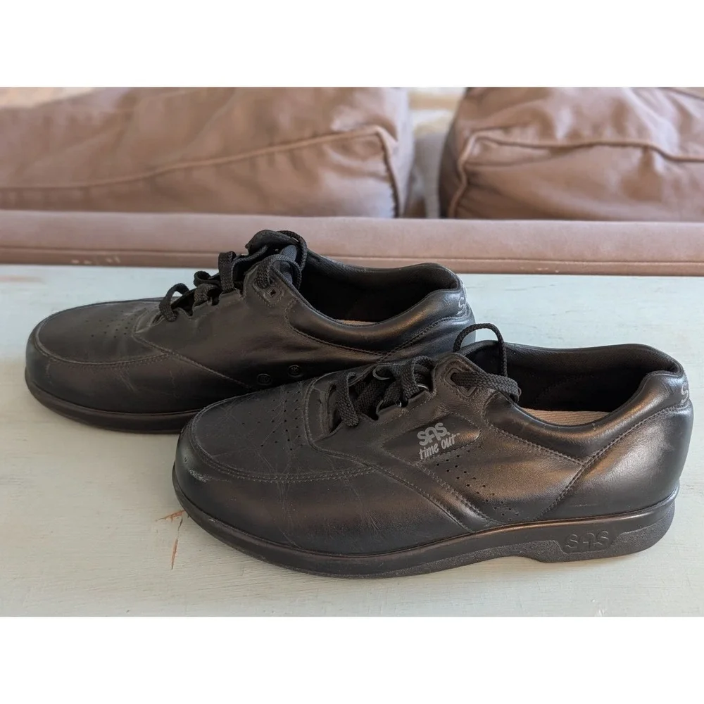 SAS Time Out San Antonio Shoes Co. Men's Leather Shoes Size 10 1/2 WW Wide Black